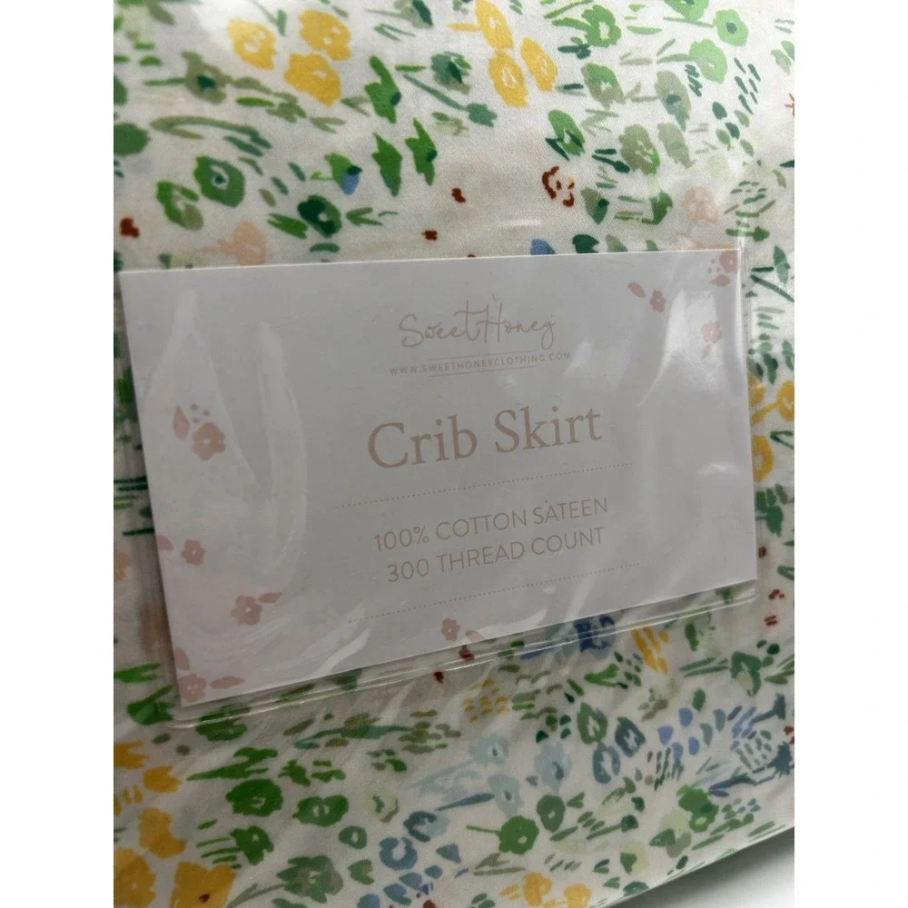 Sweet Honey Clothing Floral Crib  Bed Skirt 300 Thread Ct
